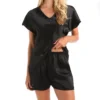 Amanda Rich Satin PJ Sleep Tee With Short Set 412PJ40