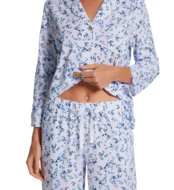 Carole Hochman Blue Toile 3/4 Sleeve Notch Collar PJ Set CH92454 -Simone Perele Bikinis Shop carole hochman caho01 ch92454 cs2