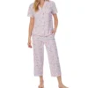 Carole Hochman Cotton Knit Short Sleeve Notch Collar Capri PJ Set CH92553