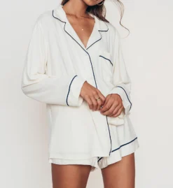 Eberjey Gisele Long Sleeve Short PJ Set PJ1018L -Simone Perele Bikinis Shop eberjey eber01 pj1018l cs2