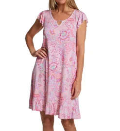 Ellen Tracy Pink Paisley Short Sleeve Chemise 8125583