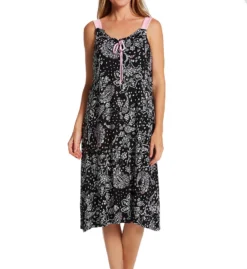 Ellen Tracy Black Paisley Midi Gown With Soft Bra 8225573