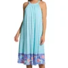 Ellen Tracy Aqua Geo Sleeveless Mid Gown With Soft Bra 8225581