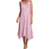 Ellen Tracy Pink Paisley Sleeveless Midi Gown With Soft Bra 8225585