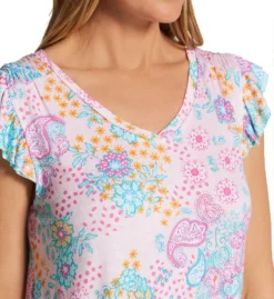 Ellen Tracy Paisley Short Sleeve Cropped Pant PJ Set 8725529 -Simone Perele Bikinis Shop ellen tracy elen01 8725529 cs2