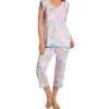 Ellen Tracy Paisley Short Sleeve Cropped Pant PJ Set 8725529