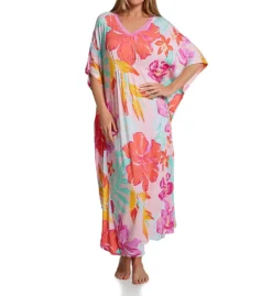 Ellen Tracy Tropical Floral Long Caftan 8925585