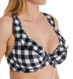 Freya Totally Check Underwire Plunge Ruffle Swim Top AS2923 -Simone Perele Bikinis Shop freya fre001 as2923 cs6