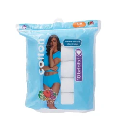 Fruit Of The Loom Ladies White Cotton Brief Panties - 10 Pack 10DBRWH -Simone Perele Bikinis Shop fruit of the loom fotl01 10dbrwh cs1