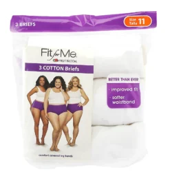 Fruit Of The Loom Fit For Me Plus Size Cotton Brief Panties - 3 Pack 3DBRWHP -Simone Perele Bikinis Shop fruit of the loom fotl01 3dbrwhp cs1