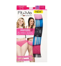 Fruit Of The Loom Fit For Me Plus Heather Hi-Cut Panties - 6 Pack 6DHCH1P -Simone Perele Bikinis Shop fruit of the loom fotl01 6dhch1p cs1