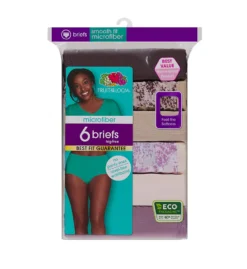 Fruit Of The Loom Microfiber Brief Panties - 6 Pack 6DMFBF1 -Simone Perele Bikinis Shop fruit of the loom fotl01 6dmfbf1 cs1