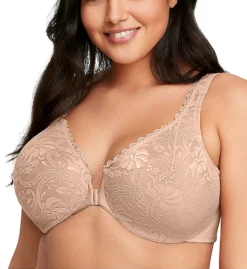 Glamorise Wonderwire Stretch Lace Front Closure Bra 9245