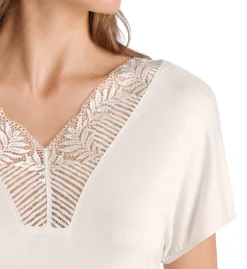 Hanro Irini Sleep Lace Trim Short Sleeve Gown 76877 -Simone Perele Bikinis Shop hanro han001 76877 cs1