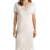 Hanro Irini Sleep Lace Trim Short Sleeve Gown 76877
