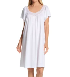 Hanro Maila Cotton Floral Embroidery Short Sleeve Gown 77039
