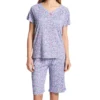 Karen Neuburger V-Neck Picot Edge Short Sleeve Bermuda PJ Set RLK0082