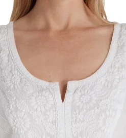 La Cera 100% Cotton Sleeveless Floral Embroidered Chemise 1090C -Simone Perele Bikinis Shop la cera lace01 1090c cs1