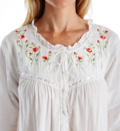 La Cera 100% Cotton Woven Long Sleeve Long Gown 1181A -Simone Perele Bikinis Shop la cera lace01 1181a cs1