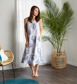 La Cera 100% Cotton Woven Sleeveless Floral Lace Yoke Gown 1211G -Simone Perele Bikinis Shop la cera lace01 1211g cs3