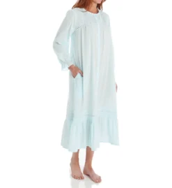La Cera 100% Cotton Woven Crochet Long Sleeve Robe 1250R