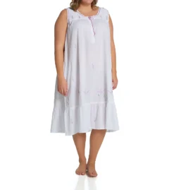 La Cera 100% Cotton Woven Sleeveless Nightgown 1283G -Simone Perele Bikinis Shop la cera lace01 1283g cs6