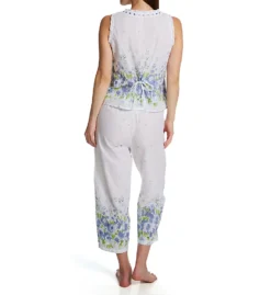 La Cera 100% Cotton Woven Sleeveless Printed Pajama Set 1487-2 -Simone Perele Bikinis Shop la cera lace01 1487 2 bs