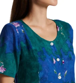 La Cera Button Front Rayon Long Lounge Dress 2708 -Simone Perele Bikinis Shop la cera lace01 2708 cs1