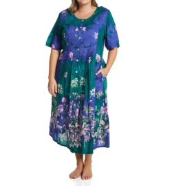 La Cera Button Front Rayon Long Lounge Dress 2708 -Simone Perele Bikinis Shop la cera lace01 2708 cs6