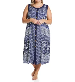 La Cera Button Front Sleeveless Lounge Dress With Pockets 2746B -Simone Perele Bikinis Shop la cera lace01 2746b cs6