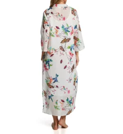 La Cera 100% Cotton Voile Lined Hummingbird Print Caftan 3055 -Simone Perele Bikinis Shop la cera lace01 3055 bs