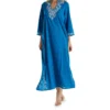La Cera 100% Cotton Woven Embroidered Jacquard Caftan 3117