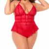 Mapale Plus Size Romper & Thong Set 7445X