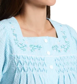 Miss Elaine Seersucker Short Sleeve Short Snap Front Robe 852612 -Simone Perele Bikinis Shop miss elaine miss01 852612 cs2