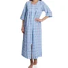 Miss Elaine Seersucker 3/4 Sleeve Long Zip Robe 862602