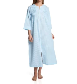 Miss Elaine Seersucker Long Sleeve Long Zip Robe 862612