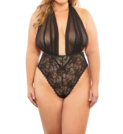 Oh La La Cheri Aria Mesh Plunge Halter Teddy 5210990 -Simone Perele Bikinis Shop oh la la cheri ohla01 5210990 cs2