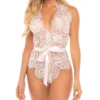 Oh La La Cheri Naomi Eyelash Lace Halter Teddy 5211025