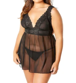 Oh La La Cheri Nora Mesh And Lace Empire Babydoll With Thong 7510789 -Simone Perele Bikinis Shop oh la la cheri ohla01 7510789 cs1