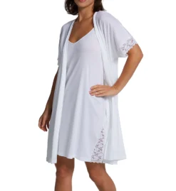 P-Jamas Pima Cotton Silky Ribs Short Wrap Robe With Lace 347709 -Simone Perele Bikinis Shop p jamas pj001 347709 cs1