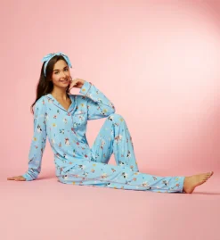 PJ Salvage Playful Prints Spring Pups PJ Set With Headband RHPLPJS -Simone Perele Bikinis Shop pj salvage pjsa01 rhplpjs cs6