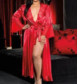 Shirley Of Hollywood Plus Size Chiffon Charmeuse Long Robe X20559