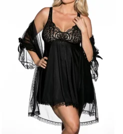 Shirley Of Hollywood Plus Size 3 Piece Babydoll Peignoir Set X3595